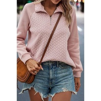 Pale Chestnut Textured Quarter Zip Raglan Sleeve Sweatshirt - S thumbnail
