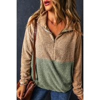 Smoke Gray Two Tones Color Block Half Zip Fleece Sweatshirt - L thumbnail
