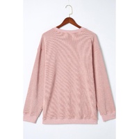 Pink MERRY Christmas Plaid Leopard Print Corded Sweatshirt - M thumbnail