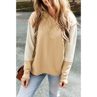 Parchment Contrast Sleeves Patchwork Colorblock Hoodie - L thumbnail