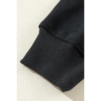 Black Fleece Lined Kangaroo Pocket Drawstring Chunky Hoodie - M thumbnail