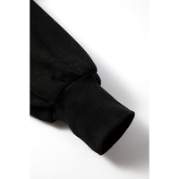Black Fleece Lined Half Zipper Kangaroo Pockets Loose Hoodie - M thumbnail