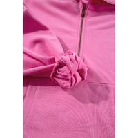 Bonbon Fleece Lined Half Zipper Kangaroo Pockets Loose Hoodie - 2XL thumbnail