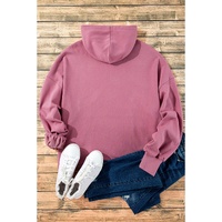 Valerian Fleece Lined Half Zipper Kangaroo Pockets Loose Hoodie - 2XL thumbnail