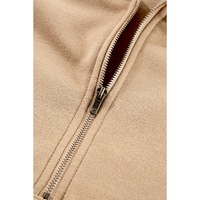 Parchment Fleece Lined Half Zipper Kangaroo Pockets Loose Hoodie - 2XL thumbnail