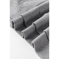 Gray Waffle Knit Fleece Lined High Low Oversized Hoodie - M thumbnail