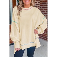 Contrast Stitching Split Baggy Sweatshirt - L thumbnail