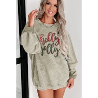 Green Sequined holly jolly Graphic Corded Sweatshirt - XL thumbnail