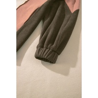 Beige Oversized Color Block Patchwork High Low Hoodie - L thumbnail