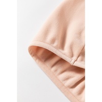 Light French Beige Colorblock Patchwork Half Zip Oversized Sherpa Hoodie - L thumbnail