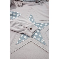 Beau Blue Floral Patchwork Star Pattern Drawstring Hoodie - 2XL thumbnail