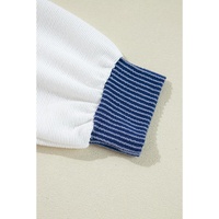 White Corded Colorblock Patch Pocket Drawstring Hooded Top - M thumbnail