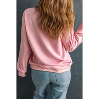 Pink Solid Classic Crewneck Pullover Sweatshirt - S thumbnail