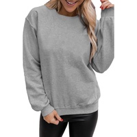 Gray Solid Classic Crewneck Pullover Sweatshirt - S thumbnail