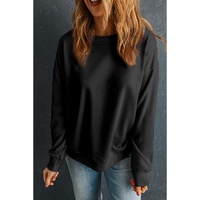 Black Solid Classic Crewneck Pullover Sweatshirt - M thumbnail