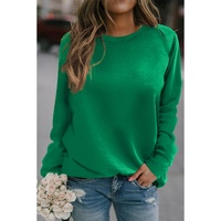 Green Solid Round Neck Raglan Sleeve Sweatshirt - S thumbnail