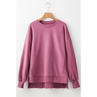 Valerian Solid Fleece Lined Drop Shoulder High Low Sweatshirt - 2XL thumbnail