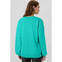 Sea Green Solid Fleece Lined Drop Shoulder High Low Sweatshirt - 2XL thumbnail