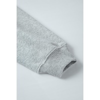 Light Grey Solid Loose Crew Neck Fleece Sweatshirt - L thumbnail