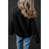 Black Zip-up Stand Neck Kangaroo Pocket Sweatshirt - S thumbnail