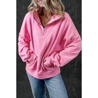 Bonbon Zip-up Stand Neck Kangaroo Pocket Sweatshirt - L thumbnail