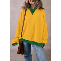 Ginger Color Block Patch Drop Shoulder Oversized Sweatshirt - 2XL thumbnail