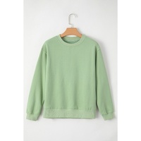 Smoke Green Solid Fleece Lined Drop Shoulder Terry Sweatshirt - 2XL thumbnail