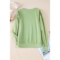 Mist Green Solid Patchwork Sleeve Round Neck Sweatshirt - 2XL thumbnail
