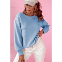 Sky Blue Bowknot Dewback Round Neck Sweatshirt - L thumbnail