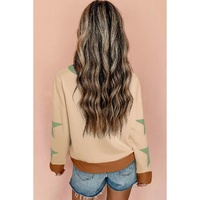 Parchment Star Patchwork Exposed Seam Oversized Sweatshirt - L thumbnail