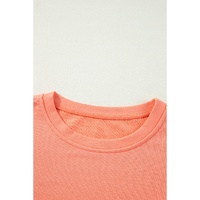 Flamingo Rainbow Striped Sleeve Crew Neck Loose Sweatshirt - L thumbnail