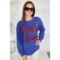 Dark Blue Tinsel Game Day Drop Shoulder Graphic Sweatshirt - L thumbnail