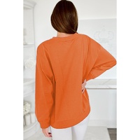 Russet Orange Tinsel Game Day Drop Shoulder Graphic Sweatshirt - L thumbnail