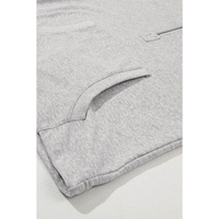 Light Grey Solid Kangaroo Pocket Half Zipper Oversized Hoodie - 2XL thumbnail