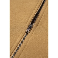Brown Solid Kangaroo Pocket Half Zipper Oversized Hoodie - M thumbnail