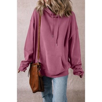 Valerian Solid Kangaroo Pocket Drawstring Loose Fit Hoodie - L thumbnail