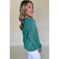 Skobeloff Solid Color Notched Neck Drop Shoulder Sweatshirt - 2XL thumbnail