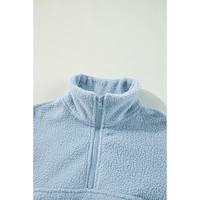 Myosotis Collared Zipper Drop Shoulder Fleece Sweatshirt - L thumbnail