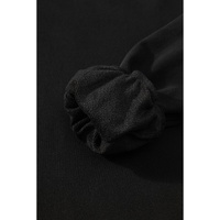 Black Solid O Neck High Low Hem Pullover Sweatshirt - L thumbnail