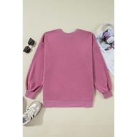 Valerian Solid O Neck High Low Hem Pullover Sweatshirt - L thumbnail