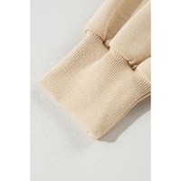 Parchment Solid O Neck High Low Hem Pullover Sweatshirt - L thumbnail