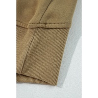 Brown Quarter Zip Stand Neck Kangaroo Pocket Sweatshirt - S thumbnail