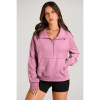 Valerian Quarter Zip Stand Neck Kangaroo Pocket Sweatshirt - L thumbnail