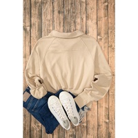Parchment Quarter Zip Stand Neck Kangaroo Pocket Sweatshirt - L thumbnail