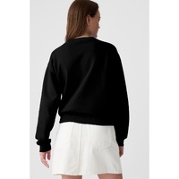 Black Plain Drop Shoulder Crewneck Pullover Sweatshirt - M thumbnail