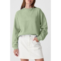 Smoke Green Plain Drop Shoulder Crewneck Pullover Sweatshirt - L thumbnail