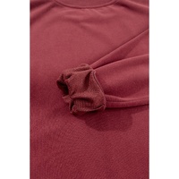 Burgundy Plain Drop Shoulder Crewneck Pullover Sweatshirt - L thumbnail