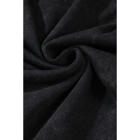 Black Solid Waffle Knit Patchwork Raglan Sleeve Sweatshirt - M thumbnail