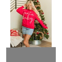 Fiery Red Christmas Santa Baby Tinsel Graphic Sweatshirt - L thumbnail
