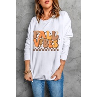 Beige FALL VIBES Graphic Drop Shoulder Sweatshirt - M thumbnail